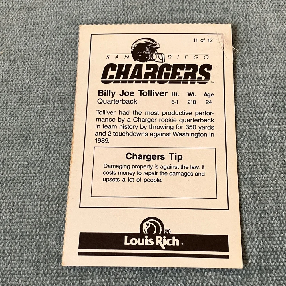 Chargers NFL Football Trading Card Football Card